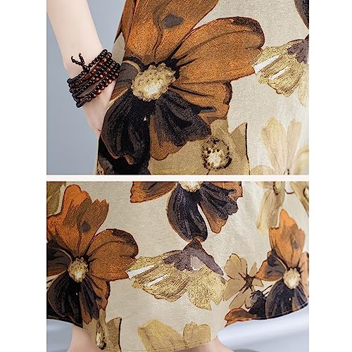 Namolit Vestido boêmio retrô feminino floral de algodão sem mangas vestido colete casual feminino ve