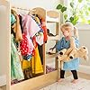 Guidecraft see and store dress up centernatural armoire for kids with mirror shelves clothes rack and shoe storage dresser with bottom tray toddlers room furniture  urban country home decor