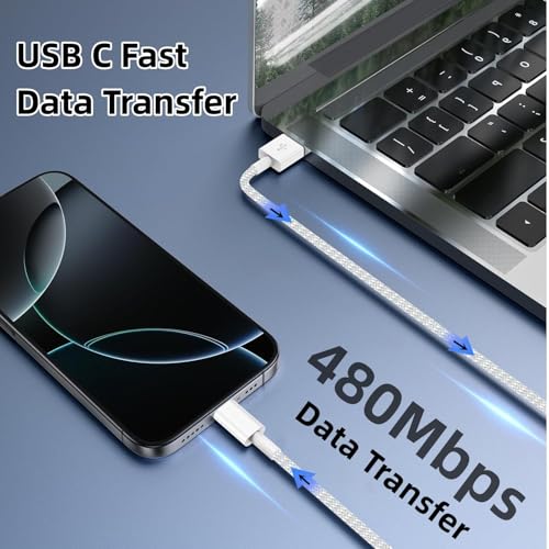 for iPhone17/16/15 USB to USB C Fast Charging Cord,2Pack 3Ft Type A to Type C Nylon Braided Carplay Cable for iPhone17/16/15 Pro/MacBook/iPad Air/Mini/Pro/Samsung