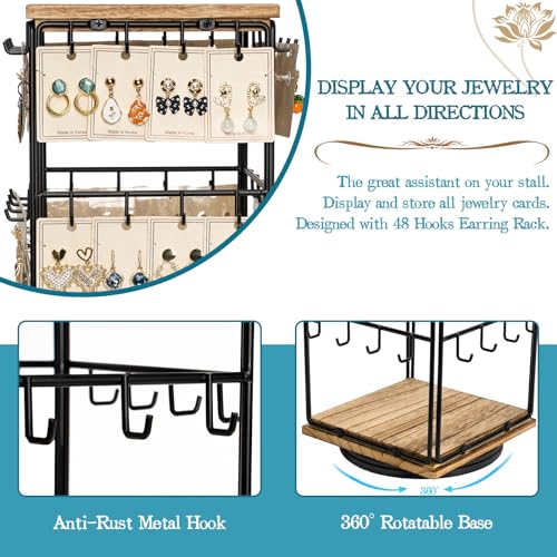 Image of 360 Rotating Earring Display Stands for Selling, Earring Rack Display Holder Stand, Jewelry Display for Selling Earring Cards, Necklaces, Rings, Bracelets, Hair Accessories (2 Pack)