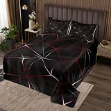Juego de edredón geométrico negro y rojo, juego de colcha de diamantes irregulares, tamaño King para niños, adolescentes y adultos, decoración de dormitorio, juego de colcha triangular geométrica,