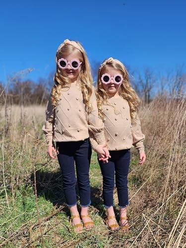 Arshiner Kid Girls Crew Neck Lantern Sleeve Sweater Cute Jumper Top Pullover Outwear 5-13 Years3