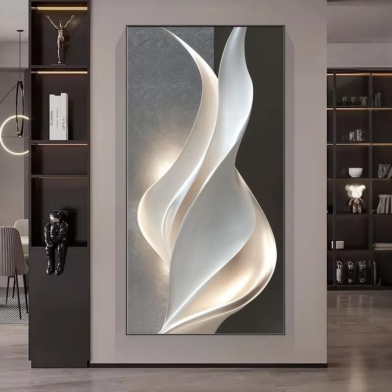Tableau abstrait moderne 50x102cm avec cadre intérieur pour couloir