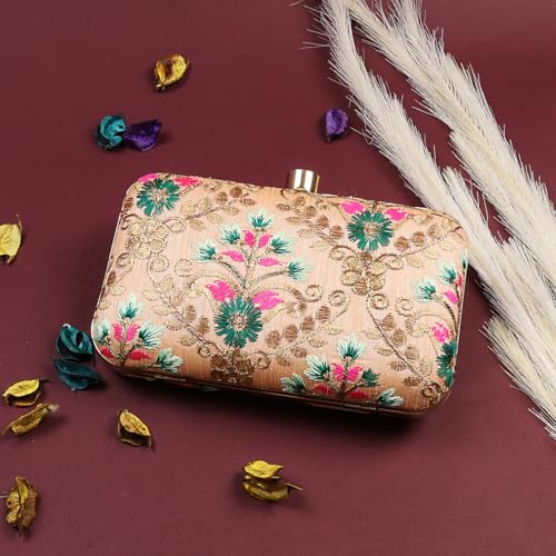 Image of LONGING TO BUY Hand Crafted Designer Box Clutch - Zari Embroidery For Women