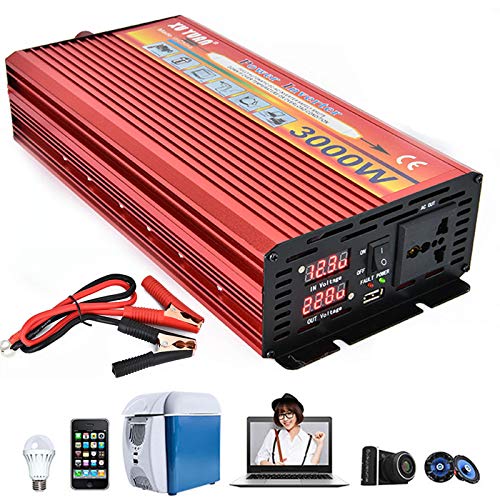 Inversor de 3000W para acampada convertidor de potencia 12V con enchufe universal 2
