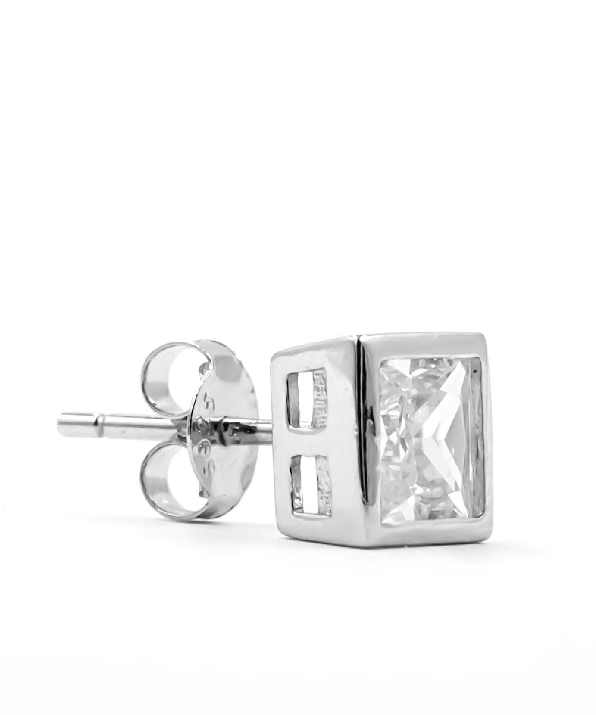 Modern Monarch Princess-Cut Zirconia Stud in Sterling Tone-image-48