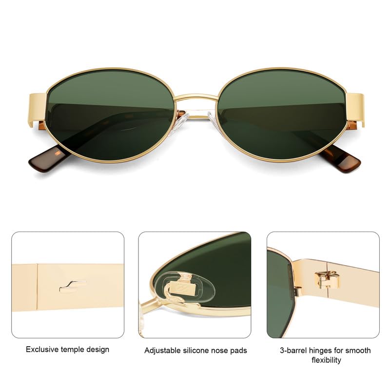 Image of SOJOS Retro Oval Sunglasses for Women Trendy Classic Shades UV400 Protection SJ1256