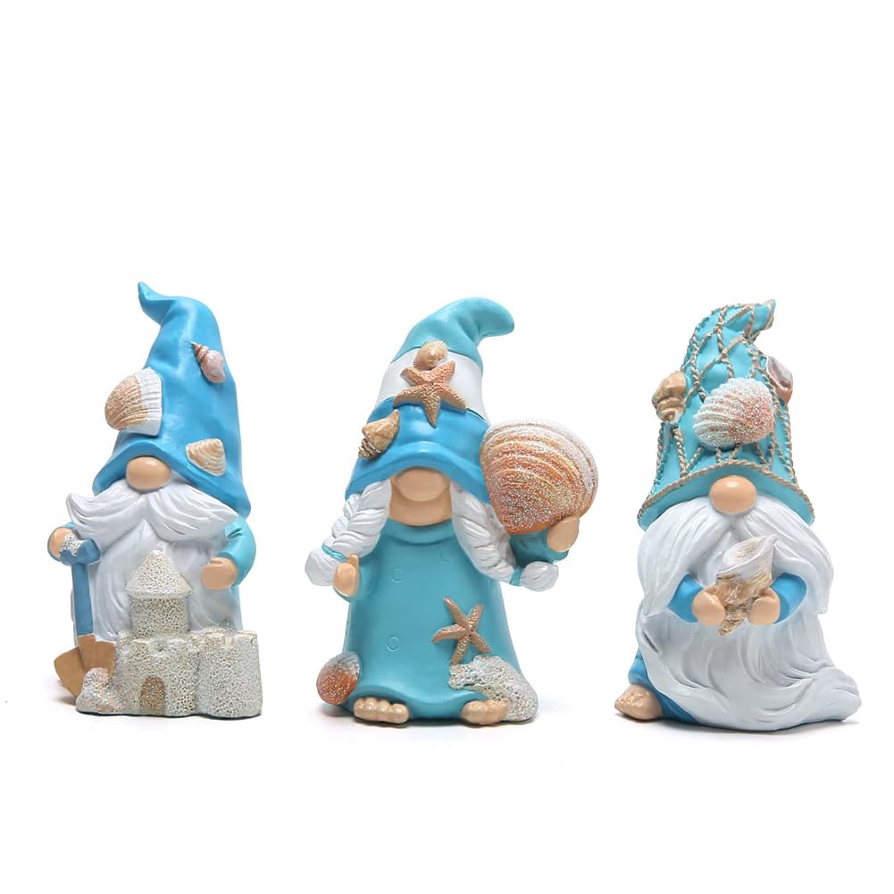 CTRLZS 3PCS Decorations Home Ornaments, Sea Star Shell Gnomes Handmade for Beach Décor, Swedish, Nisse Scandinavian