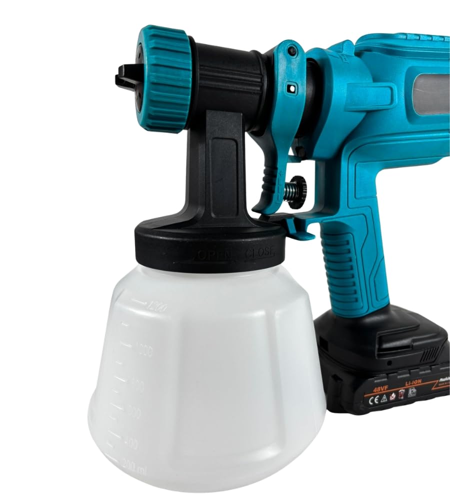 Pistola a Spruzzo a Batteria, Pistola a Spruzzo per Vernice Doppia Batteria 48V, Pistola Vernice Elettrica, Serbatoio 1200 ML, Pistola per Verniciare con Accessori