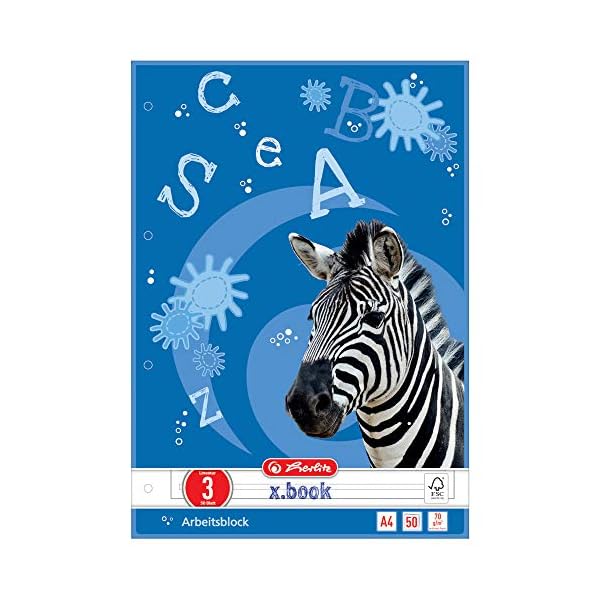 Herlitz 215038 Arbeitsblock A4/50 Lineatur 03 (liniert) FSC Mixed 5er Packung