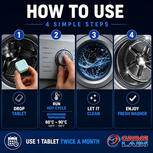 Image of Washing Machine Cleaner - Pet Owners Edition | Removes Pet Odors & Residue | Deep Cleaning & Freshening | Safe for Septic Tanks | Front & Top Load HE Washers | 24 Tablets