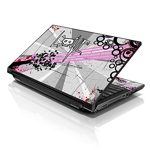 Image of LSS 17 17.3 Inches Laptop Notebook Skin Sticker with 2 Wrist Pads - Reusable Cover Protector Vinyl Sticker Cover Decal Fits 17 inch - 19 inch HP Asus Acer Samsung - Love Skull Floral Pattern