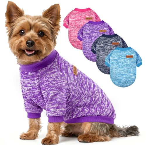 Image of 4 Pack Dog Sweater Fleece Warm Winter Coat for Small Medium Dogs
