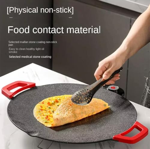 Image of Portable Large Electric Pan for Cooking | 36x36 cm | Ideal as Electric Dosa Tawa, frying pan, Pancake Maker | Temperature Control | Black