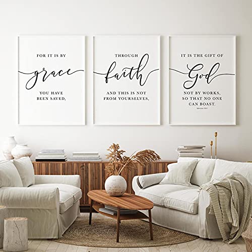 Affiches et gravures de verset de la Bible sur toile de peinture premium, triptyque 50x70cm