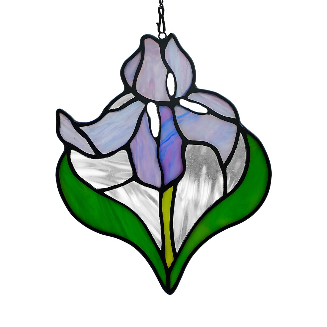 HAOSUM Iris Flower Stained Glass Window Hangings,Iris Flower Gifts for Women,Artificial Flowers Stained Glass Suncatcher for Window, for Mom