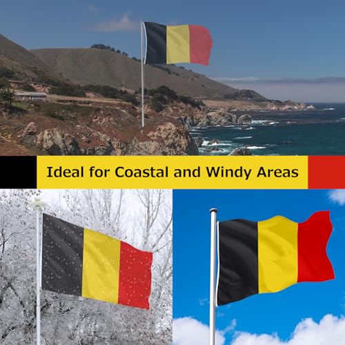 Drapeau belge extérieur 1,2x1,8m en polyester 400D résistant avec œillets - 8
