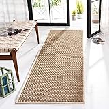 Safavieh Natural Fiber Collection NF114J Basketweave Natural and Ivory Summer Seagrass Runner (2'6