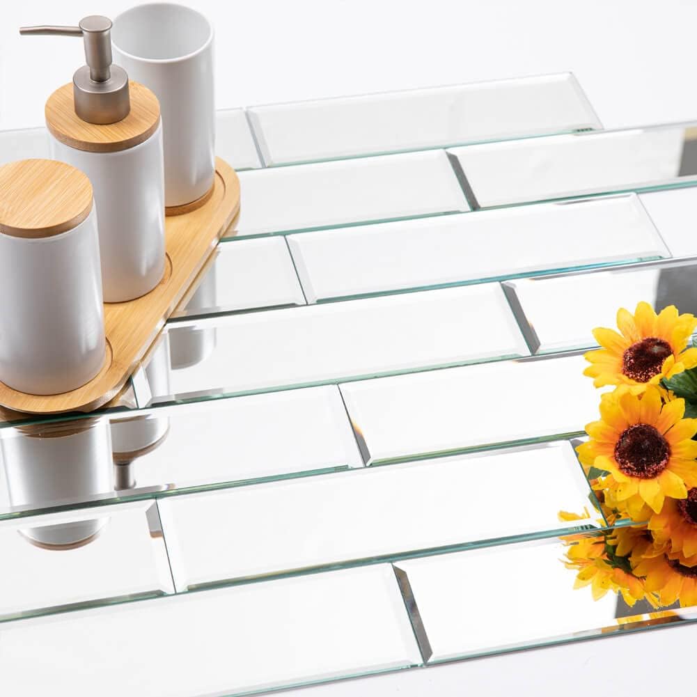 4x12 Beveled Crystal Mirror Tile Walls Backsplashes