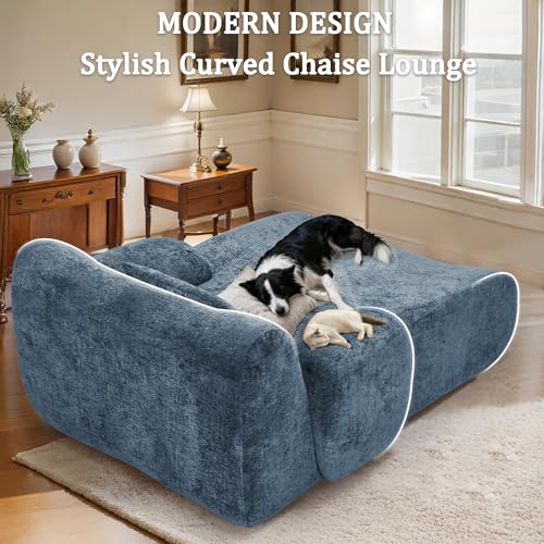 Image of 66 Inches Oversized Chaise Lounge Indoor with Lumbar Pillow