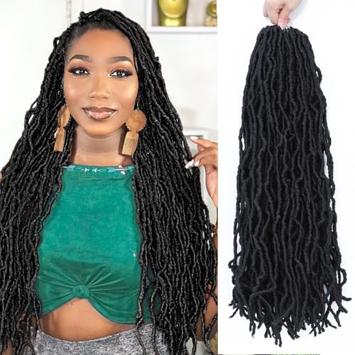 Karida Faux Locs Crochet Hair, Soft Locs 24 Inch, Pre Looped Crochet Hair For Black Women 7 Packs Crochet Locs Long Soft Locs Crochet Hair (1B#, 24 Inch (Pack of 7))