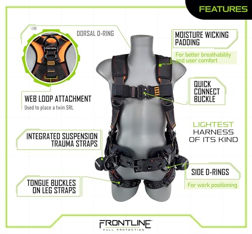 Image of FRONTLINE FALL PROTECTION Harnesses + D-Ring+ Multiple Styles + OSHA and ANSI compliant