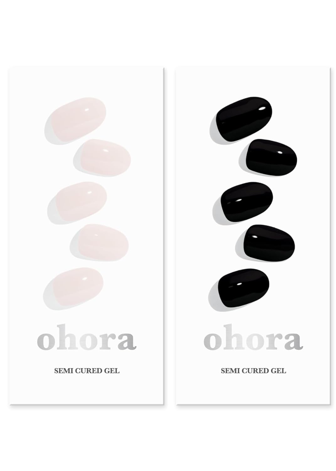 ohora Semi Cured Gel Nail Set of 2 (N Cream Light & N Onyx) - Professional Salon-Quality Nail Care - Easy to Use, Comfortable Curing, and Easy to Remove