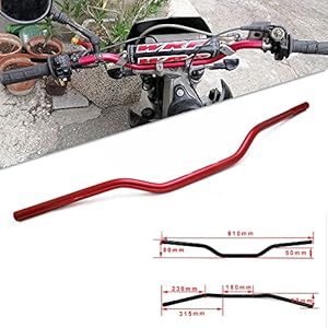 Guidon Moto 22mm, Guidon Moto Cross Fat Bar7/8 Universel pour Yamah.a Pit Dirt Bike ATV Quad Motocross-Rouge