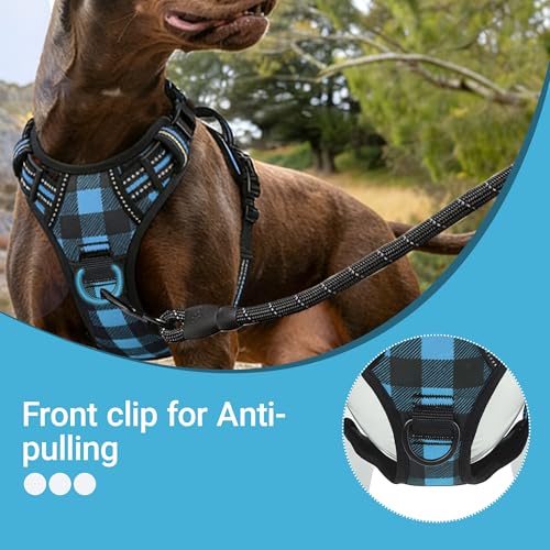 Harnais ajustable chien M bleu confortable avec poignée de sécurité AIITLE