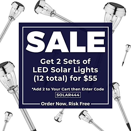 Set of 6 LED Solar Pathway Lights, Low Voltage, Wireless Solar Path Lights for Lawns, Gardens, Yards and More, Stainless Steel Pathway Lights to Brighten and Enhance The Look of Any Outdoor Space
