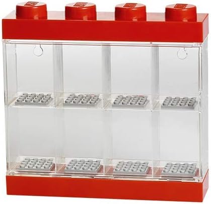 Room Copenhagen LEGO - Estuche de exhibición de minifiguras apilable, contenedor de almacenamiento para figuras coleccionables, 4 tachuelas, rojo