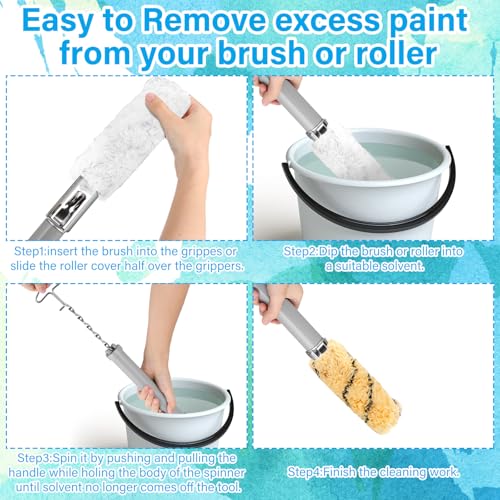 Skybooly Brush and Roller Spinner Durable Paint Brush Cleaner Tool Paint Roller Cleaner Save Time Easy to Remove Dried NO Damage to Tools Cleaning Tools for DIY, Decoration by Skybooly - Image 3