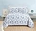 Full/Queen Coastal Quilt Bedding Set, Summer Coastal Quilt with Shams, Beach 3-Piece Reversible All Season Bedspread Quilt Set. Lightweight Nautical Quilted Coverlet. Azure Collection, Blue Seashells