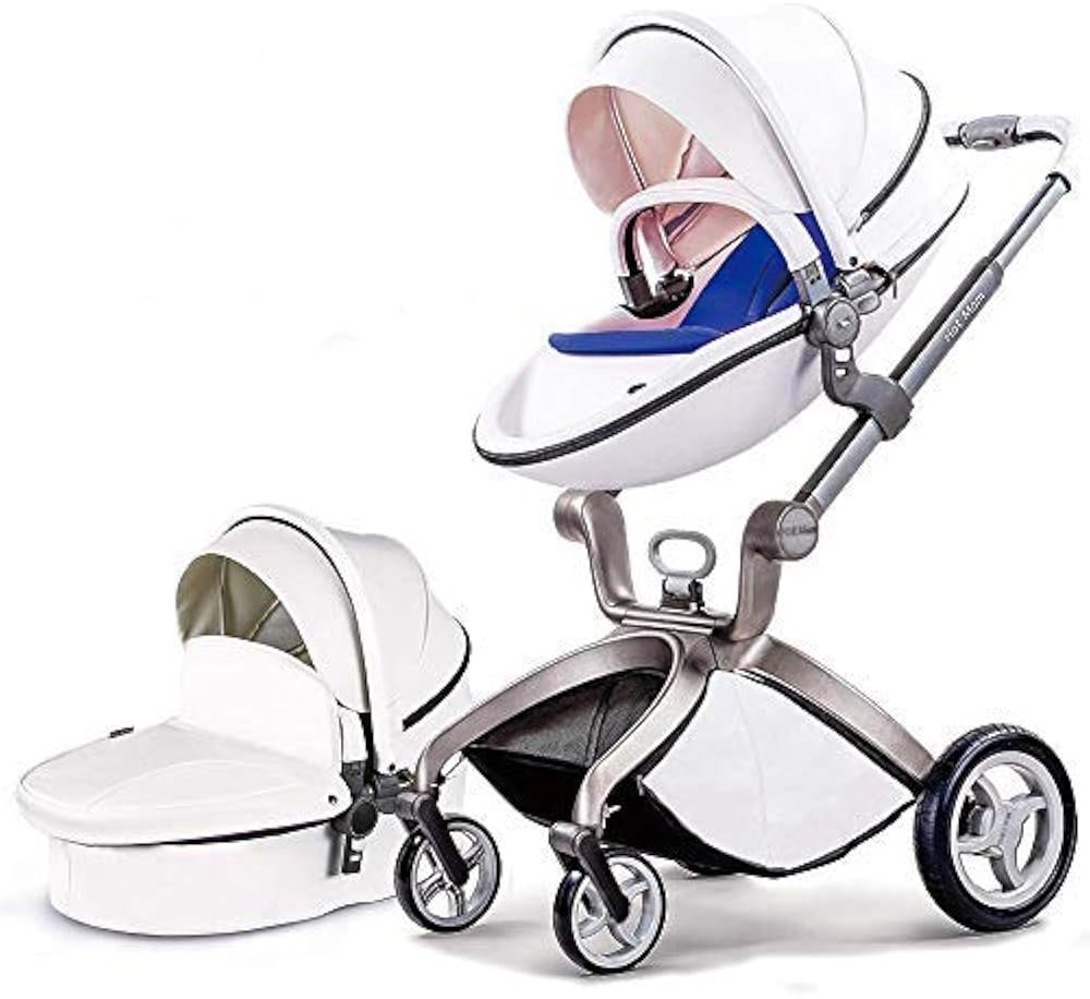 Hot mom passeggino 2 in 1 set combinato completo con telaio in alluminio Bianco2-1