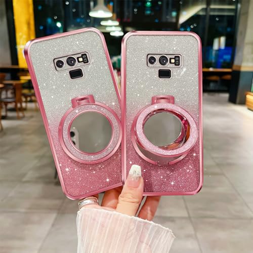 Image of for Samsung Galaxy Note 9 Case, with Lanyard Strap Makeup Mirror Case Magnetic Holder Stand Girls Soft TPU Bumper Protection Cover for Galaxy Note 9 Case (2018) - Rose Gold