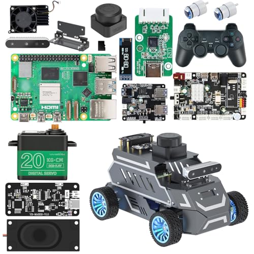 Image of Yahboom Raspberry Pi 5 8GB for AI Robot Car,Supports RVIZ Simulation ROS2,TOF Lidar,SLAM Mapping Navigation, Tracking and Obstacle Avoidance (Ultimate Ver with Pi5-8GB)