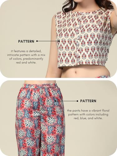 Image of Leriya Fashion Co ord Set for Women Stylish | Jumpsuit for Women Stylish | Sleeveless Printed Crop Top Pant Set | Daily Summer Casual 2 Piece Party & Vacation Outfit