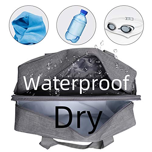 Gym Bag Shoes Compartment Shoulder Bag Travel Duffel Bag Swim Bag for Women and Men (Gray XL)