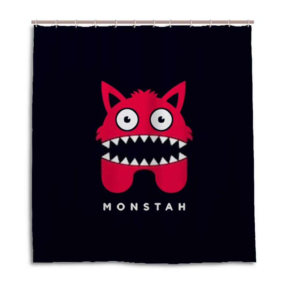 Rideau de douche monstre rouge lavable en machine pour une hygiene de bain durable