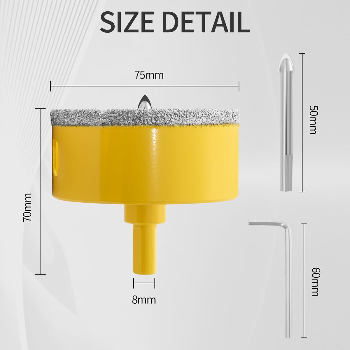 Aohhy 75mm Diamond Hole Saw with Pilot Bit, Professional Vacuum Brazed Diamond Drill Bit for Tile Porcelain, Glass, Marble, Ceramic - Image 2