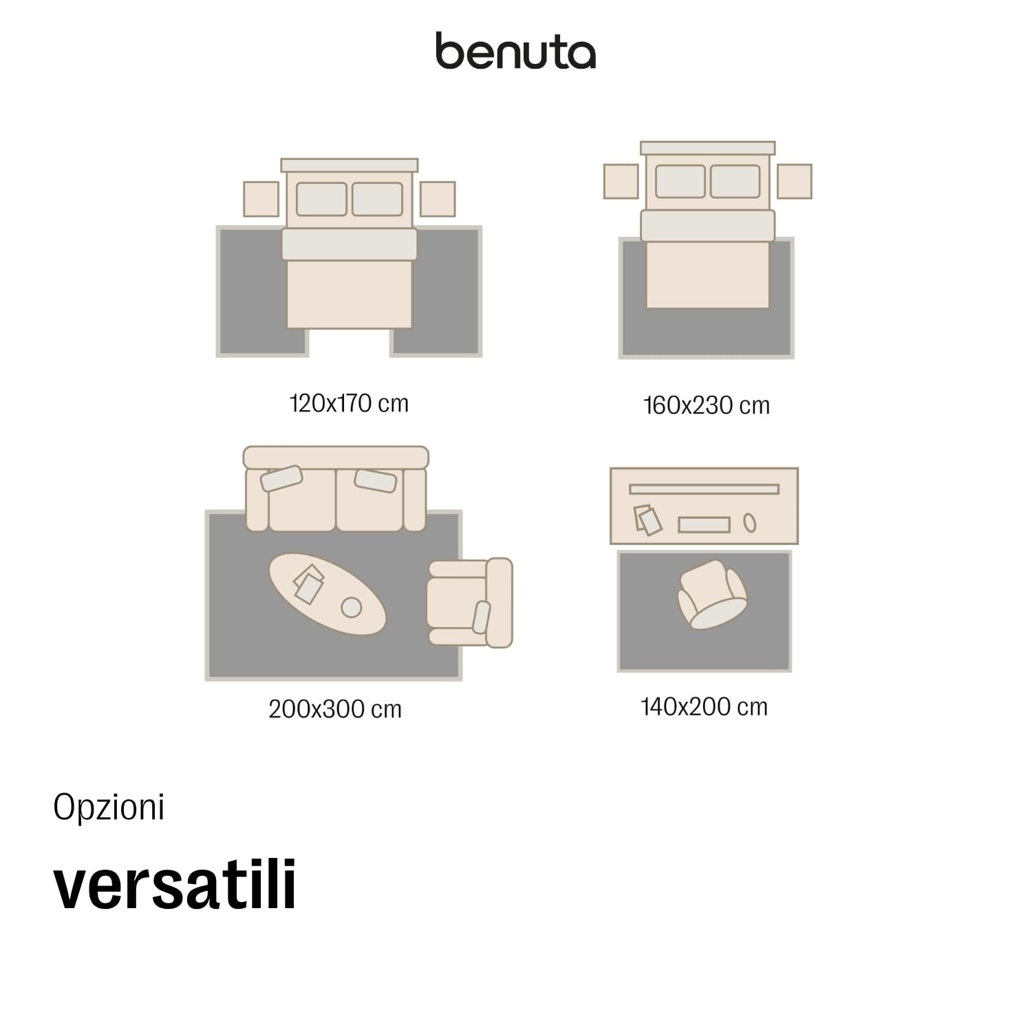 benuta Basic Tappeto Salotto George - Crema/Talpa 160x230 cm - Lavabile - Fibra sintetica - Rettangolare & Stile: Vintage - Per camere da letto, sale da pranzo, soggiorni - facile da pulire