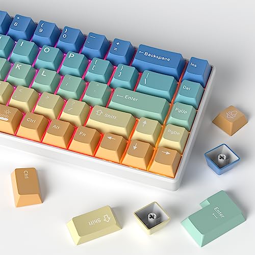 Image of Fogruaden PBT Gradient Keycaps Dye-Sublimation Cute Keycaps, Cherry Profile, 138 Keys Custom Keycap Set for Mechanical Keyboard(SandyBeach)