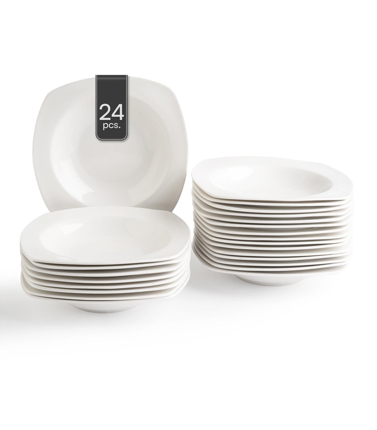Suppenteller - 24 x 24 cm - Weiß - Bone China - eckig - 24er Set