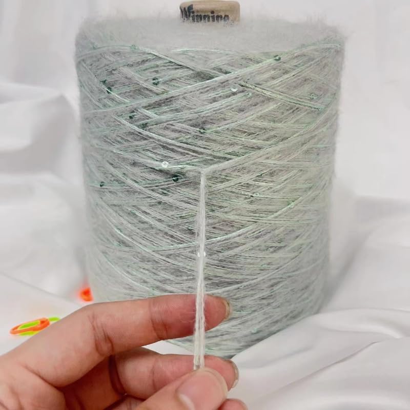 Filato di lana mohair da 500 g/rotolo, morbido e sottile, per lavori a maglia a mano, maglioni, vestiti per bambini, uncinetto, paillettes, mohair, sciarpe, filo con glitter