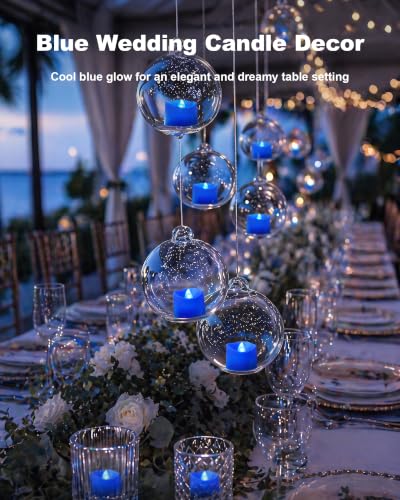 Image of Homemory 24-Pack Blue Flameless Battery Tea Light Candles, 200+ Hours