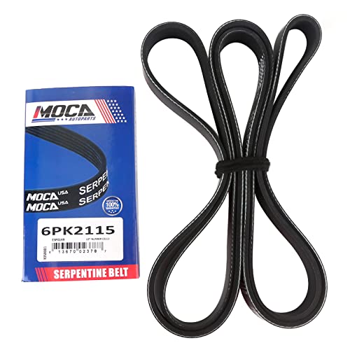 Image of MOCA 6PK2115 Serpentine Belt Fits 06-11 for Buick Lucerne for Cadillac DTS 4.6L & 04-05 for Ford F-150 4.6L 5.4L & 16-17 for Honda HR-V 1.8L & 07-08 for Porsche 911 3.6L & 05-08 Boxster 2.7L