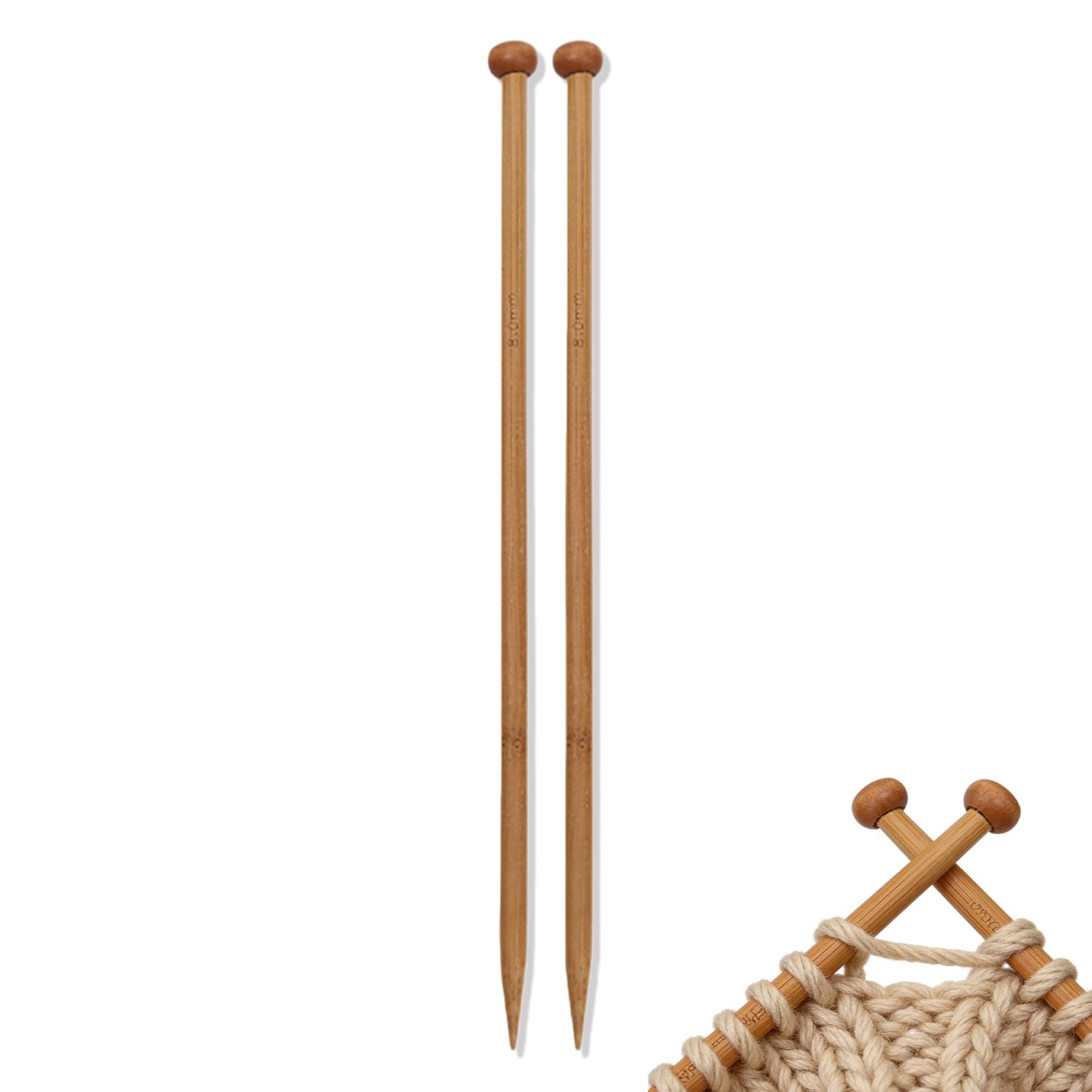 – 2 Pcs Bamboo Knitting Needles Set,8mm*25cm Knitting Needles UK Different Sizes Single Pointed Long Wooden Pins Knitters Needle Set,for Adult Hands DIY Handmade Wool Sweater Scarf Beginner