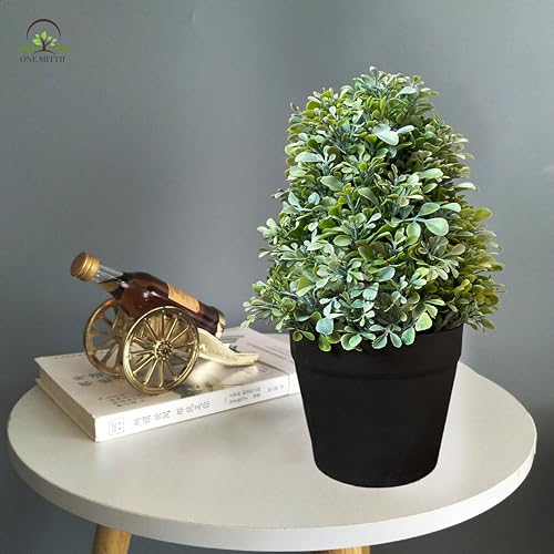 Image of Artificial Realistic Round Leaves Bonsai Potted Plant for Home Office Kitchen Living Room Hotel Restorent Table Corner Center Piece | Natural Look | Show Piece | 36 cm
