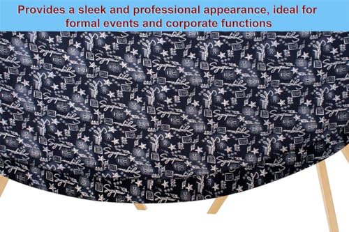 Image of The Furnishing Tree Elastic Oval Dining Table Cover WxL 36x52 in Inches Polyester Self Pattern Blue