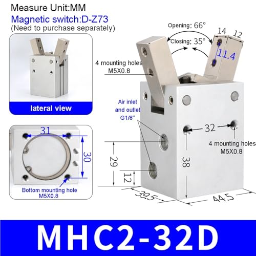 Pinza neumática angular MHC2-32D para solucionar fallos de sujeción en automatización 3